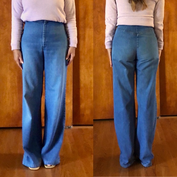 Levi's Denim - Rare-Levi’s 70’s Vintage wide/flare leg jeans with elastic waist & high rise.